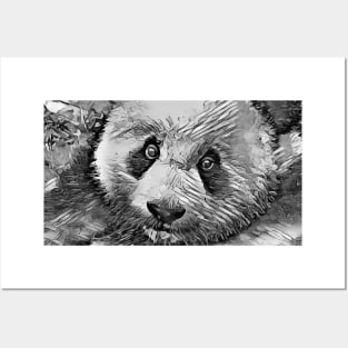 AnimalArtBW Panda 001 Posters and Art